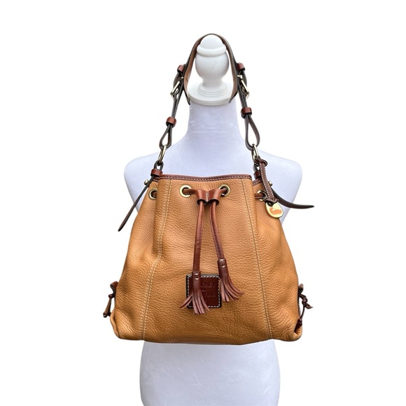 Dooney Bourke Pebbled Leather Drawstring Bucket Purse